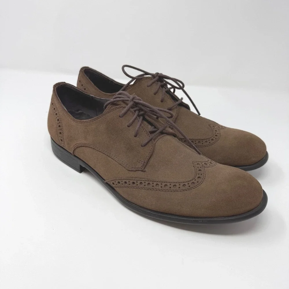 John Varvatos Mens Brown Suede Wingtip Oxford Dress Shoes Size‎ 9